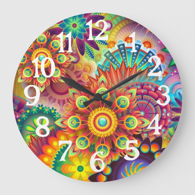 Horloge Mandalas Couleurs Arc-en-ciel (Recto)