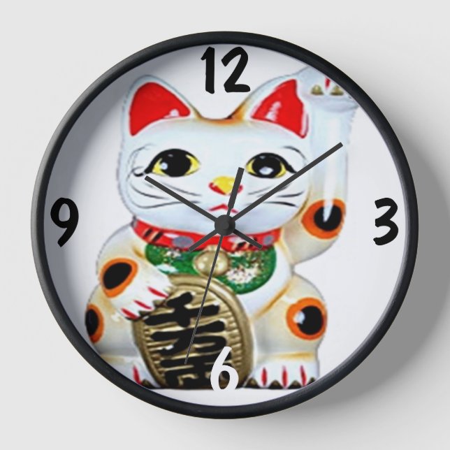 Horloge Maneki Neko Chat de chance chinois (Recto)