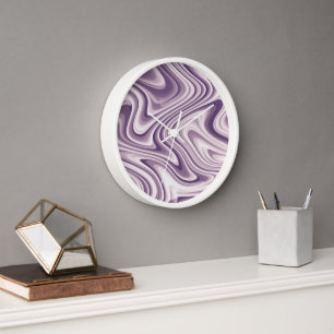 Horloge Marbre Liquide Violet Abstrait