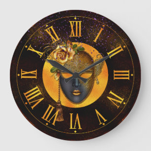 Horloge Mardi Gras, Masque bleu Rose d'or