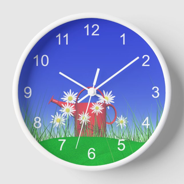 Horloge Marguerites et Arrosoir Rouge (Recto)