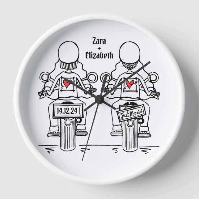 Horloge Mariage de motocyclette à deux mariées sur (Recto)