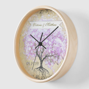 Horloge Mariage Vintage d'oiseaux de l'arbre de la feuille