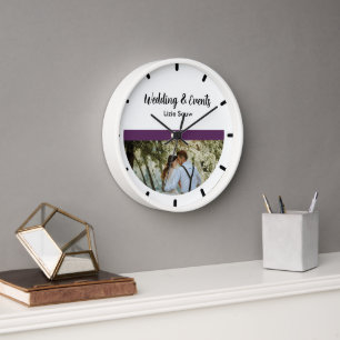 Horloge Mariage violet et blanc
