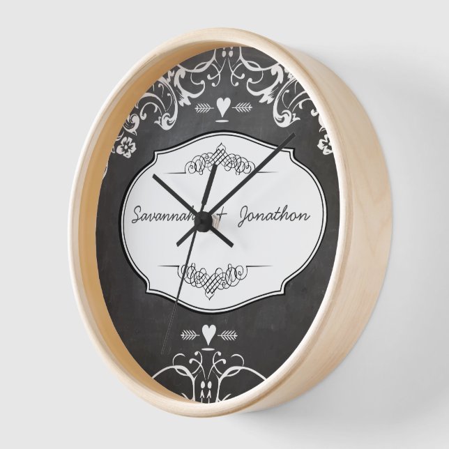 Horloge Mariages de typographie sur tableau noir (Angle)