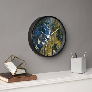 Horloge Marine moderne Blue Black Gold Art Abstrait