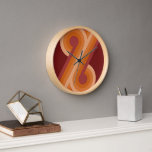 Horloge Maroon foncé orange Cercles rétro rouge Motif d'ar<br><div class="desc">Beaux cercles géométriques contemporains rouge, foncé et de couleur orange clair et lignes motif sur un arrière - plan marron. Design hipster original, élégant et branché pour le design intérieur artistique sophistiqué, la diva de mode artistique, branché populaire, rétro vintage, style Art nouveau déco, ou amateur abstrait de motifs géométriques...</div>
