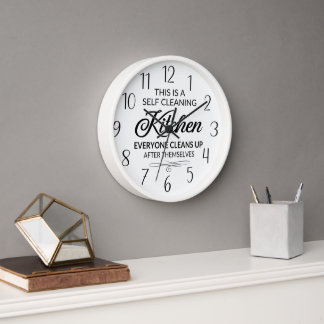 Horloge marrante auto-nettoyage cuisine mot art