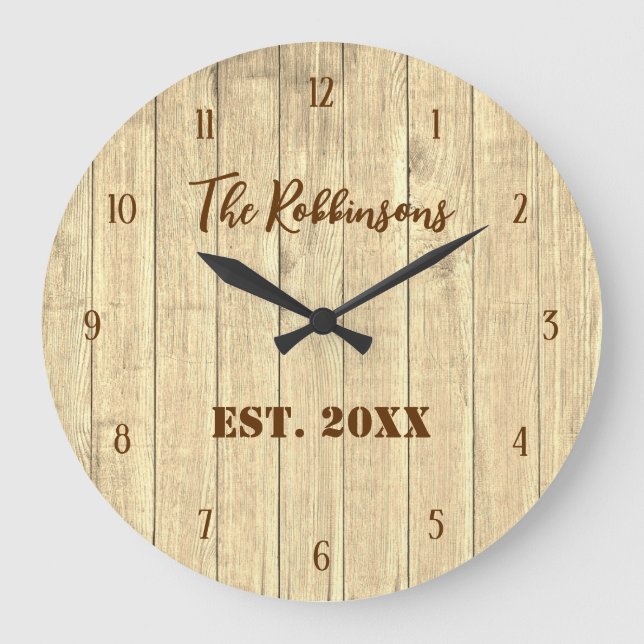 Horloge Marron Classique en Bois Rustique Grande (Recto)
