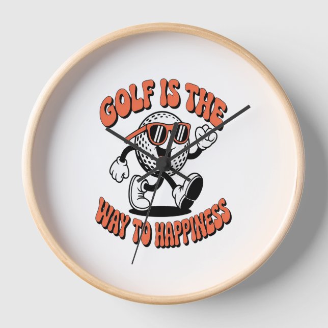 Horloge Mascotte de balle de golf joyeuse (Recto)