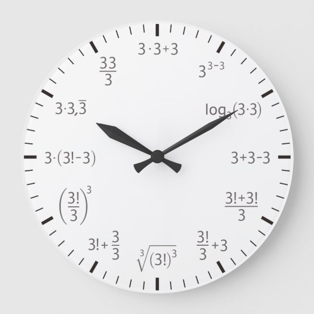 Horloge mathématique 3 x 3 - trois fois trois (Recto)
