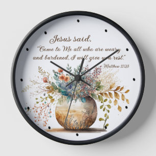 Horloge Matthieu 11:28 Jésus dit : Viens vers moi, Bible V