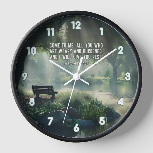 Horloge Matthieu 11:28 Venez vers moi Bible Verse (Recto)