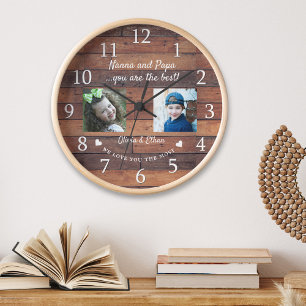 Horloge Meilleur Nanna Et Papa Grandkids Photo Collage Woo
