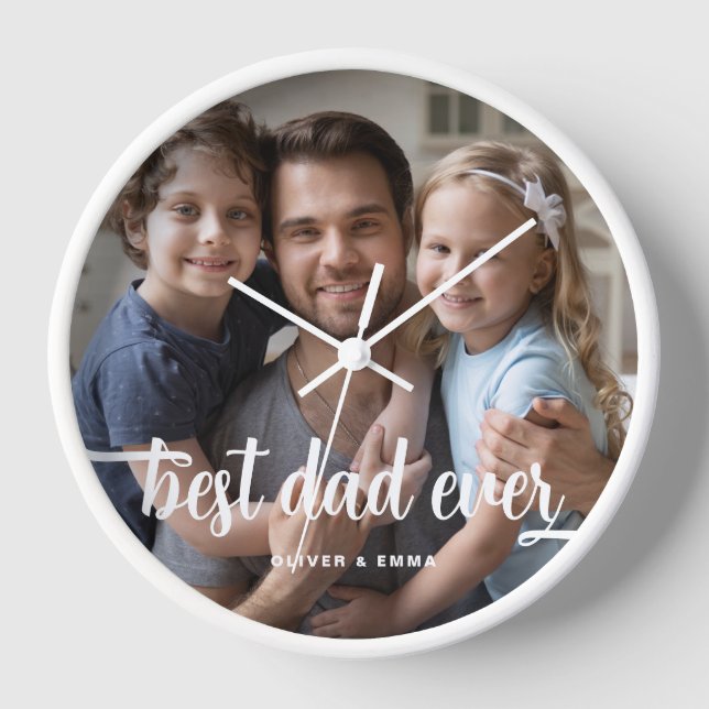 Horloge Meilleur Papa de Tous les Temps Script Photo pour  (Recto)