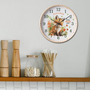 Horloge Meilleure Maman Ever Aquarelle Mignonne Fox Bois M