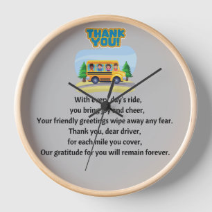 Horloge Merci, Conducteur d'Autobus Scolaire.