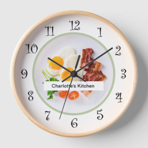 Horloge Mesdames Monogramme Nourriture Thème Cuisine Mur H