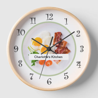 Horloge Mesdames Monogramme Nourriture Thème Cuisine Mur H