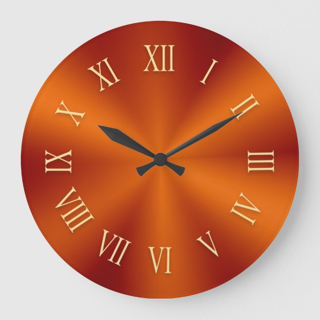 Horloge métallique orange brillante avec chiffres  (Recto)