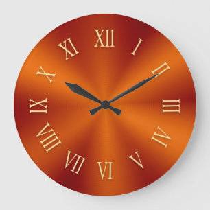 Horloge métallique orange vif avec chiffres romain