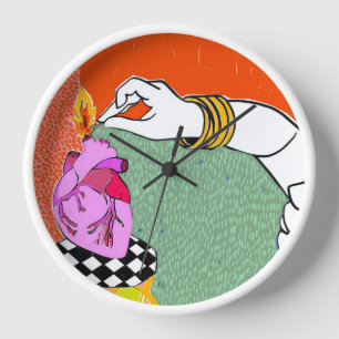 Horloge Mettez mon coeur en feu