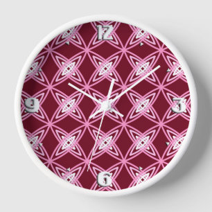Horloge Mid Century Modern Atomic Print - Vin Bourgogne