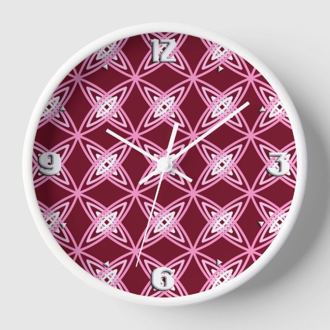 Horloge Mid Century Modern Atomic Print - Vin Bourgogne (Recto)
