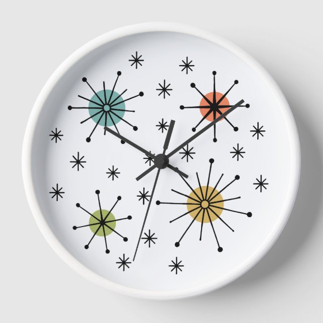 Horloge Mid Century Modern Atomic Starburst Pattern (Recto)