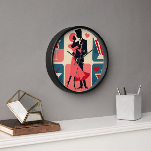 Horloge Mid Century Valentine Dancing Couple