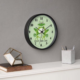 Horloge mignonne dame de grenouille folle ajouter du texte