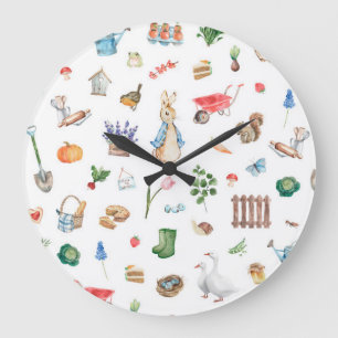 Horloge mignonne du lapin de Pâques du printemps
