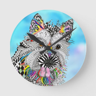 Horloge mignonne et colorée de Terrier de cairn