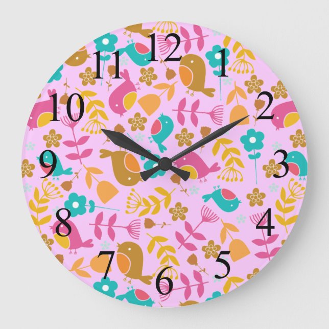 Horloge Mignonne Oiseaux et Fleurs (Recto)