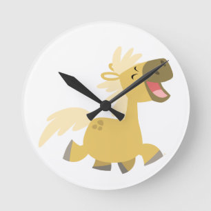 Horloge mignonne riant caricature Pony