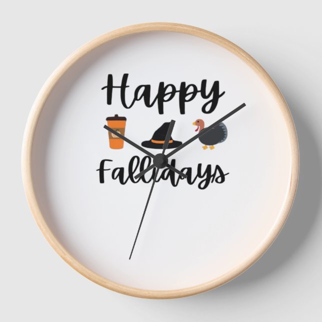 Horloge Mignonne saison d'automne Joyeux Fallidays Thanksg (Recto)