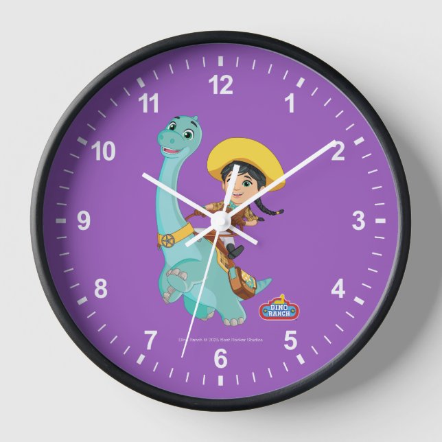 Horloge Min & Clover | Joyeux Cowgirl & Brontosaurus Ride (Recto)