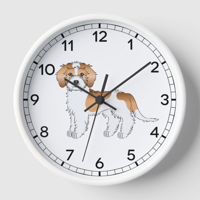 Horloge Mini Goldendoodle couleur abricot et blanc (Recto)