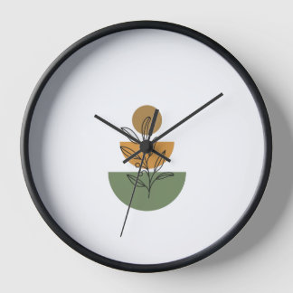 Horloge Minimalist Boho Botanical Line Art - Earthy Geomet