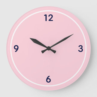 Horloge Minimaliste Rose Pâle et Bleu Nuit Grand N