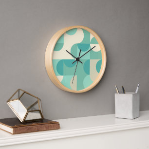 Horloge Mint Seafoam Turquoise Blue Green Retro Art Motif