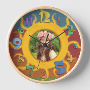 Horloge Modèle de photo de soleil peint
