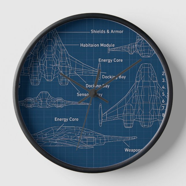 Horloge "Modèle futuriste d'architecture spatiale" (Recto)