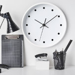 Horloge Modern Minimalist Black Office Wall Clocks<br><div class="desc">Classic minimalist office wall decor clocks with black clock face markings on a white clock for a clean modern look in any office,  office waiting room,  or home office.</div>