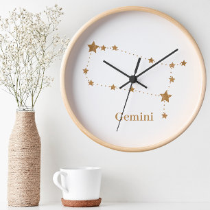 Horloge Modern Zodiac Sign Gold Gemini   Element Air