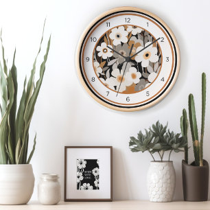 Horloge Moderne Florale Du Milieu Du Siècle