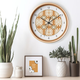Horloge Moderne Florale Du Milieu Du Siècle