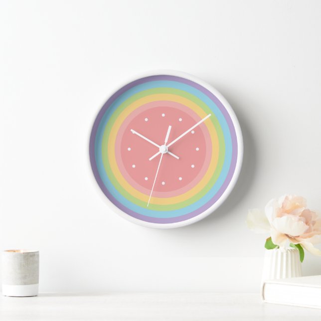 Horloge Moderne minimaliste Pastel Rainbow (Maison)