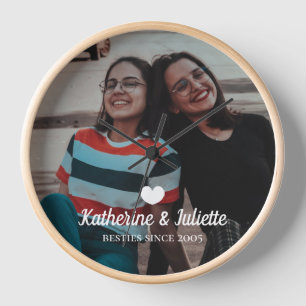 Horloge Moderne White Heart Meilleur Ami Photo