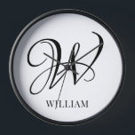 Horloge Monogramme blanc élégant et personnalisé initial<br><div class="desc">Monogramme original personnalisé simple dans la typographie moderne. Un cadeau personnalisé parfait avec une touche personnelle</div>